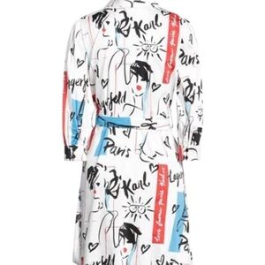 Karl Lagerfeld White Graphic Mini Dress